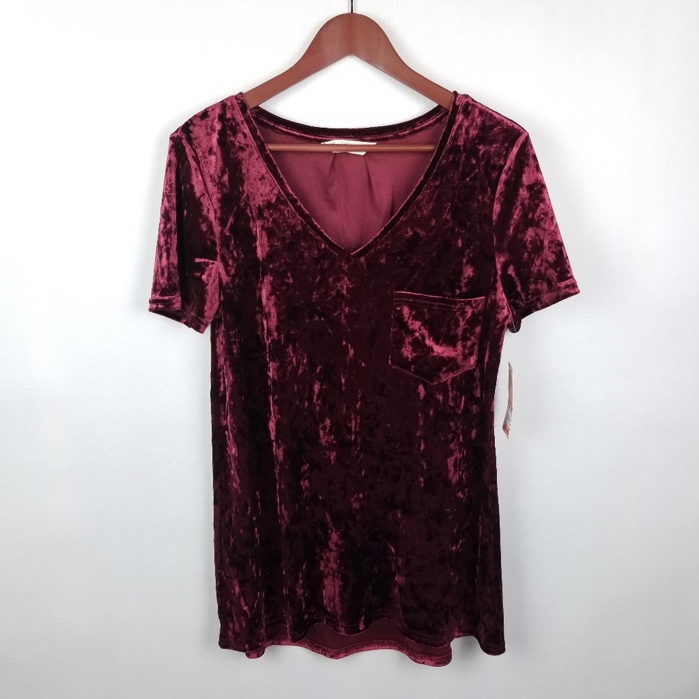 Spring+Mercer NEW Red Velvet Legging Pocket Tee M
